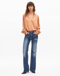 Blouse avec volants orange foncé