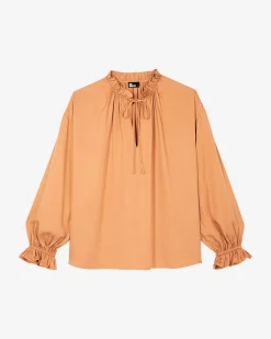 Blouse avec volants orange foncé