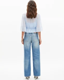 Blouse volantée bleue