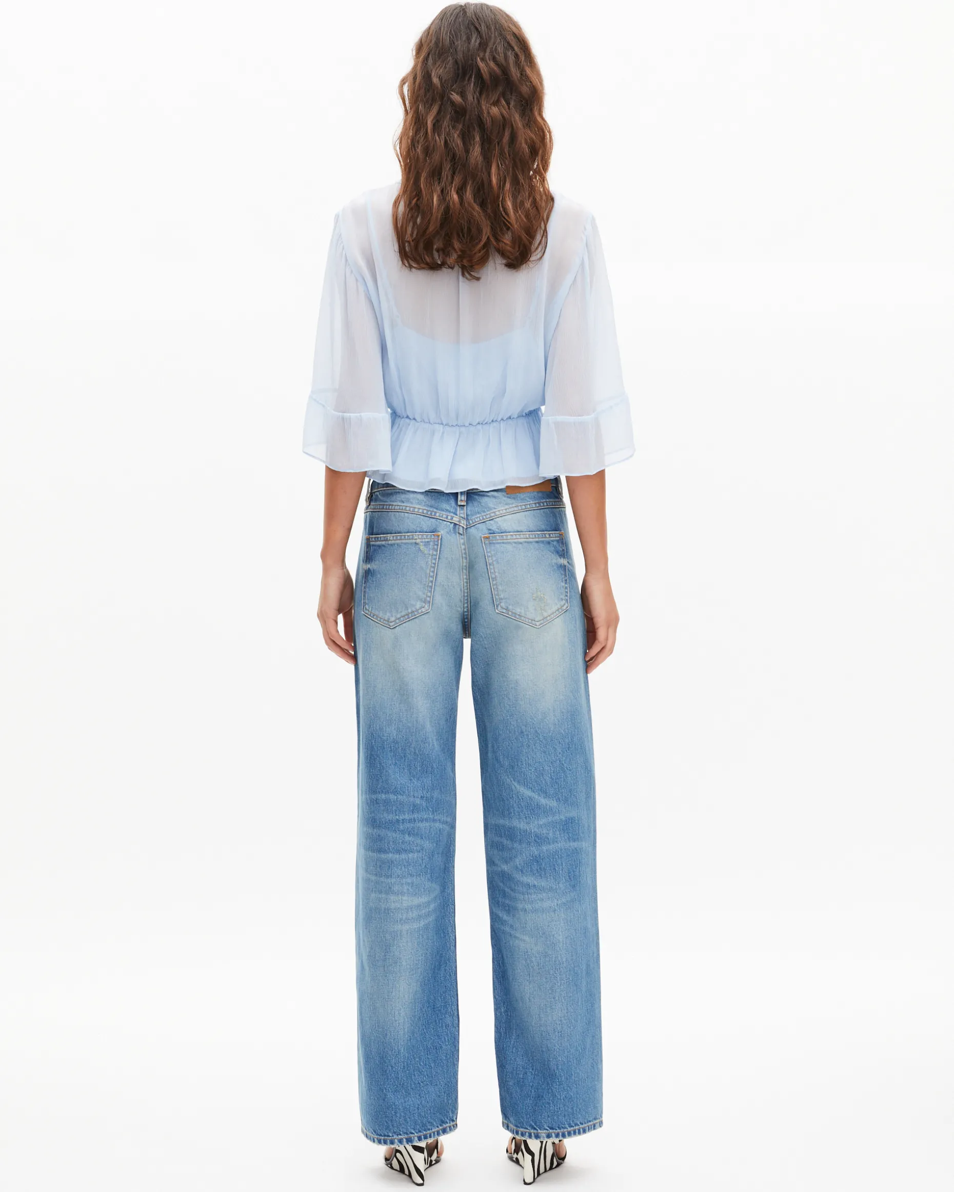 Blouse volantée bleue
