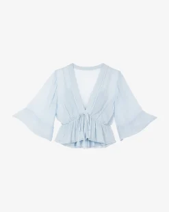 Blouse volantée bleue
