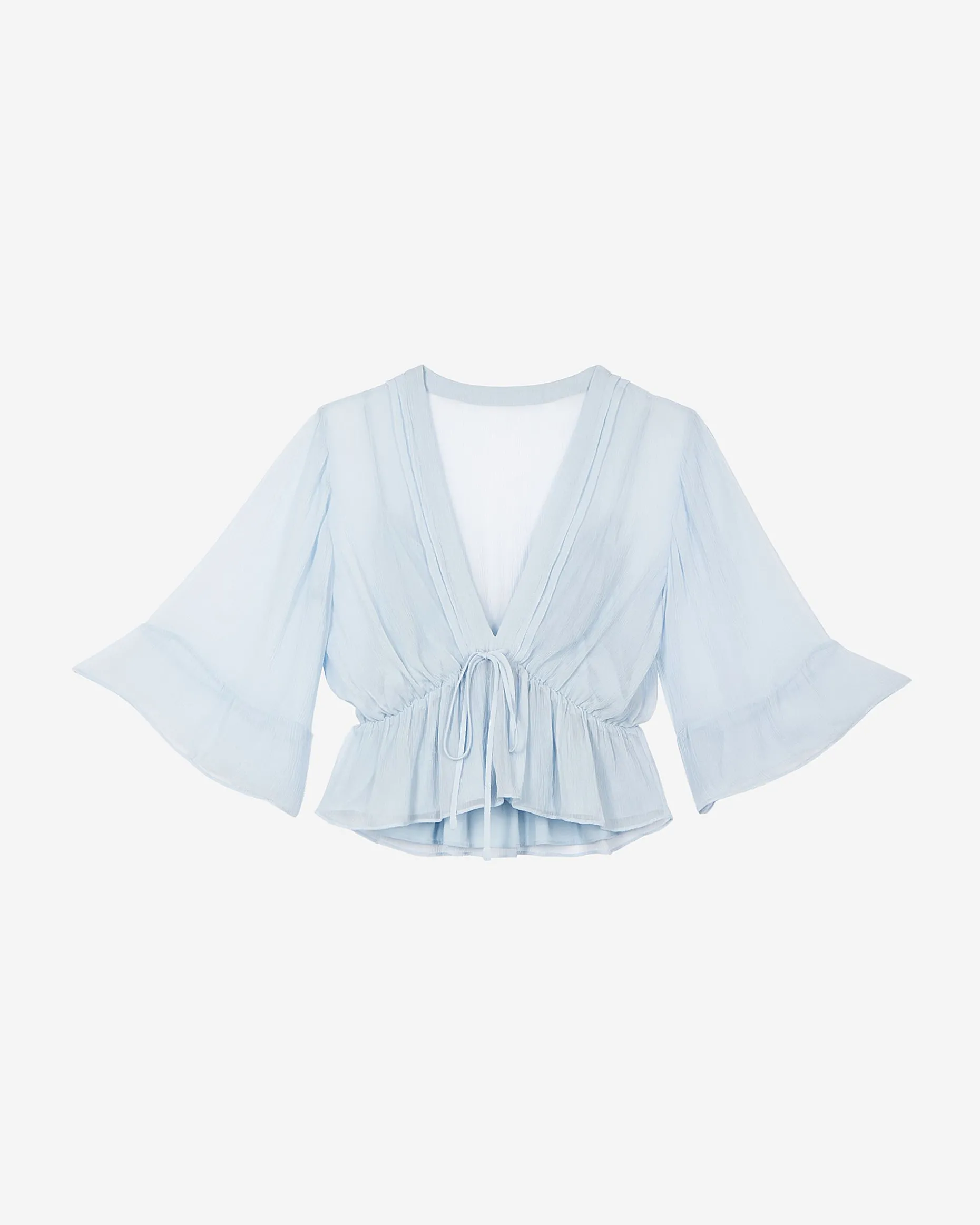 Blouse volantée bleue