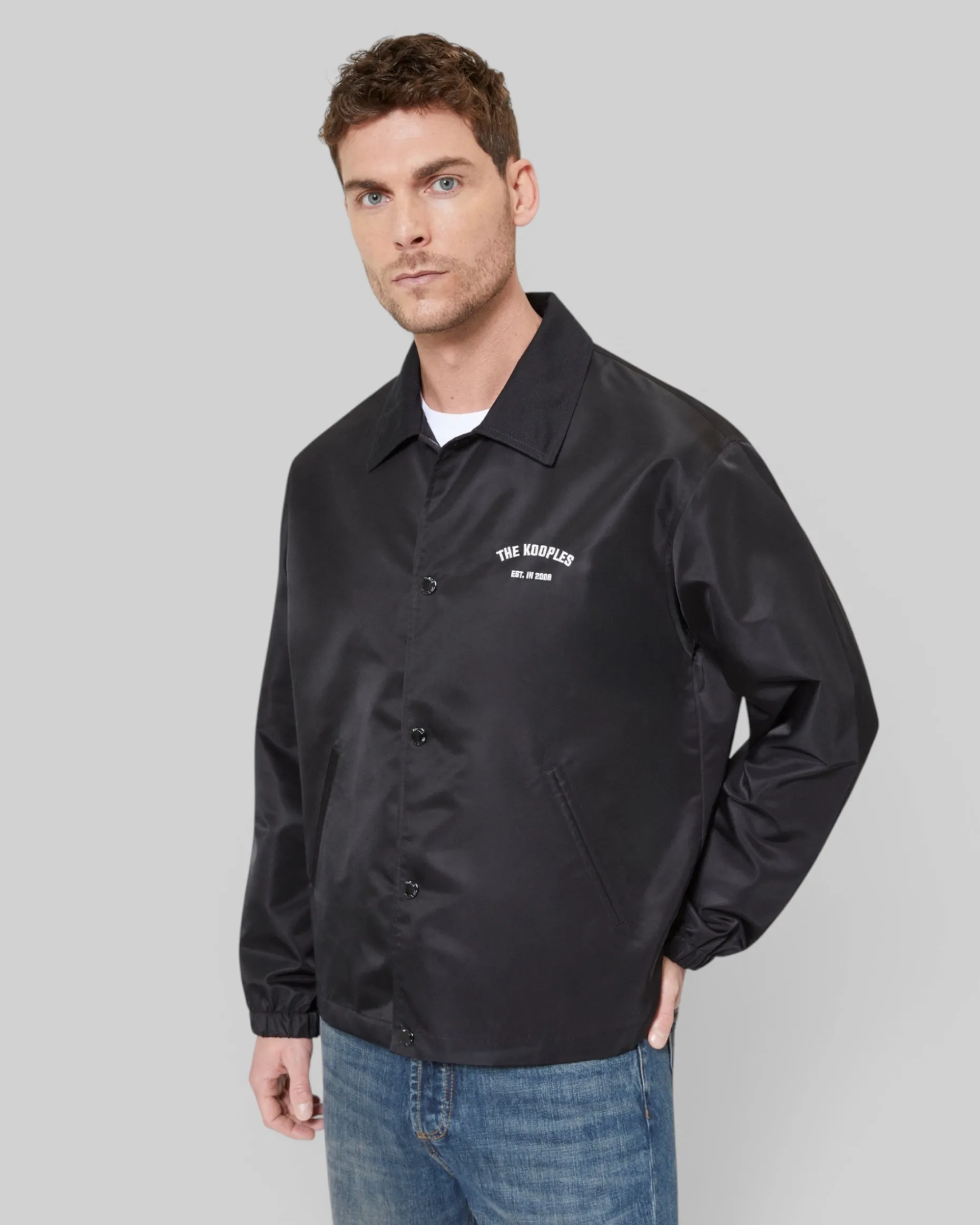 Blouson avec broderie dos noir