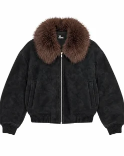Blouson avec col fausse fourrure noir