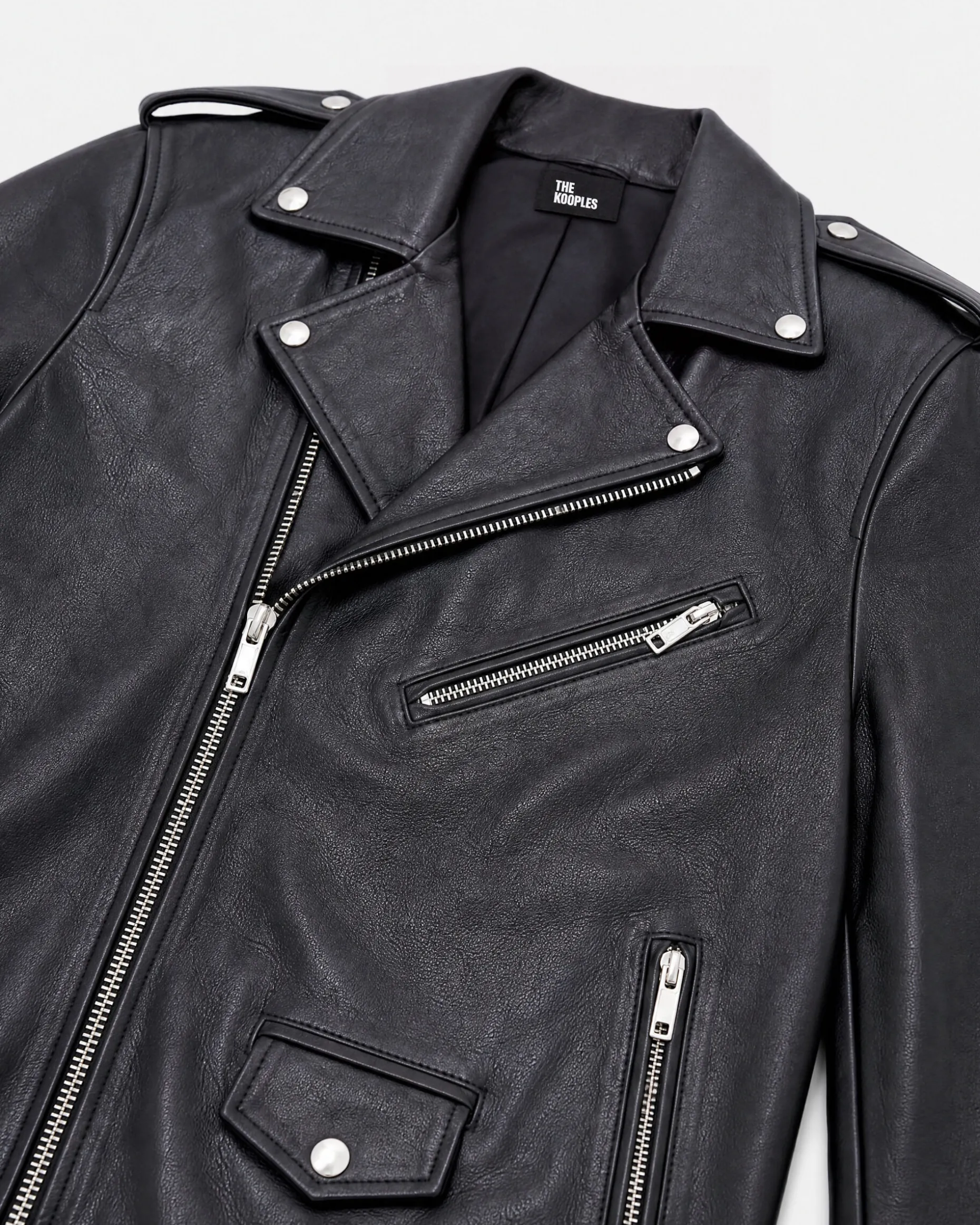 Blouson biker en cuir noir