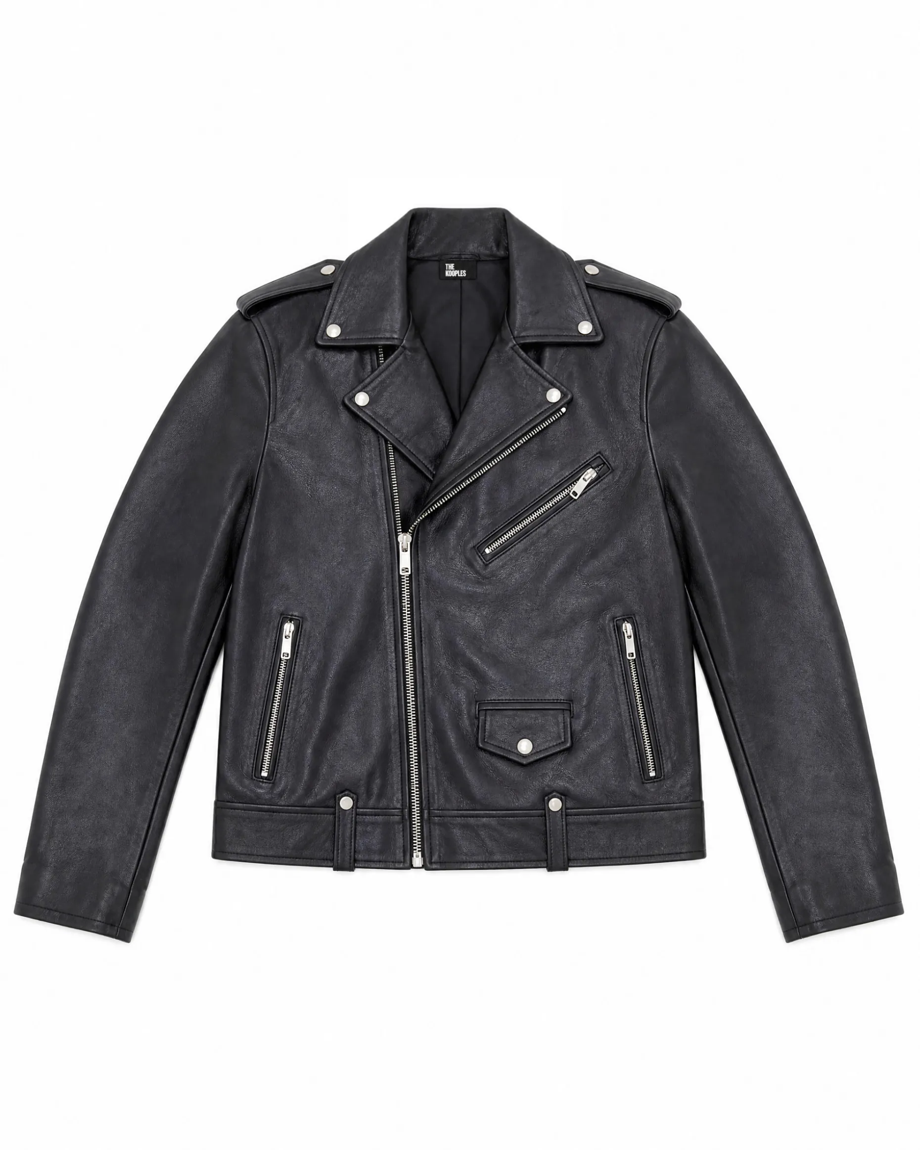 Blouson biker en cuir noir