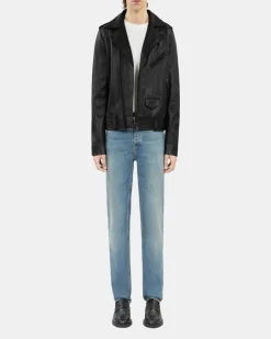 Blouson biker en cuir noir
