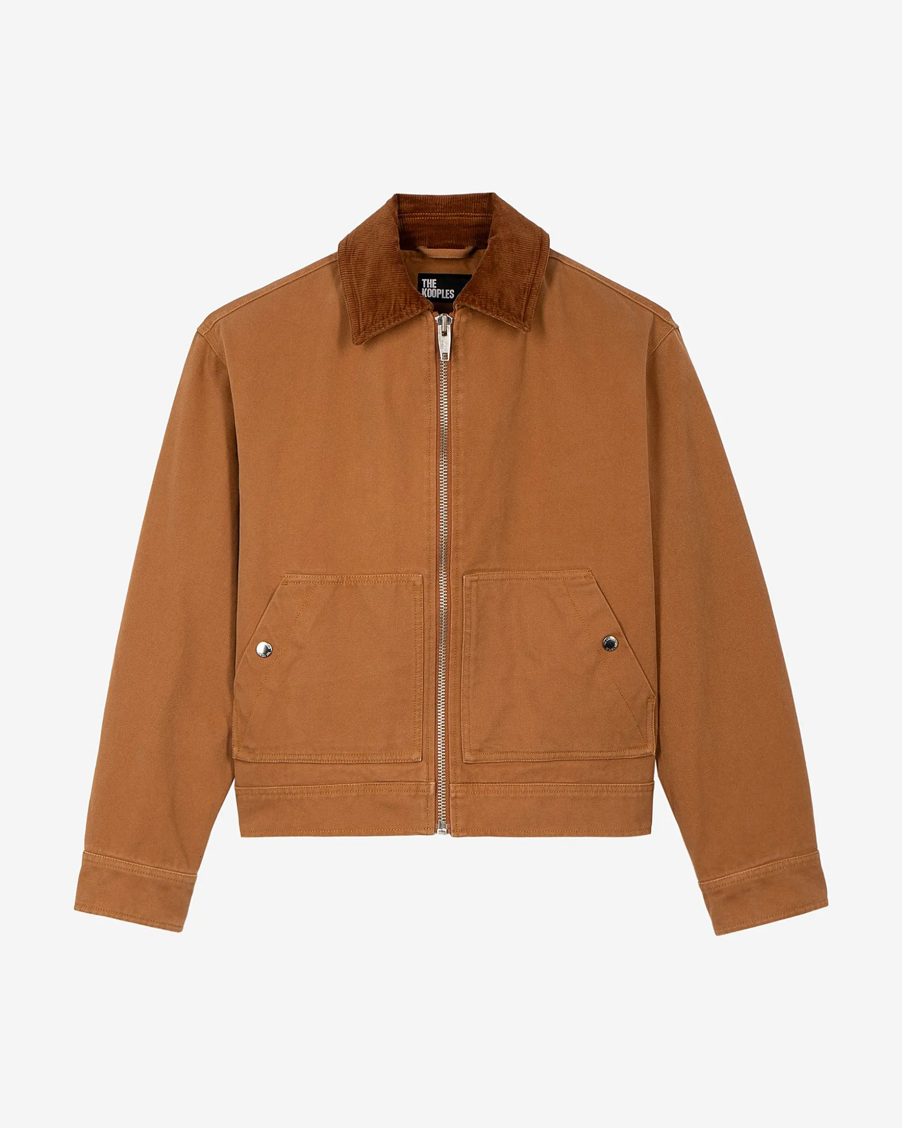 Blouson brodé dos en coton camel