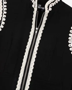 Blouson brodé en coton noir
