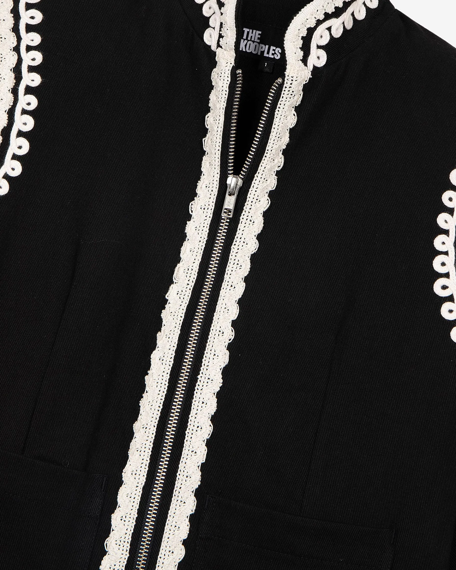 Blouson brodé en coton noir