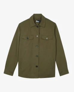 Blouson dos brodé en coton kaki