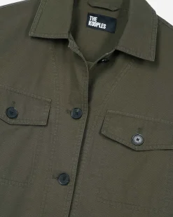 Blouson dos brodé en coton kaki