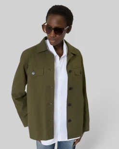 Blouson dos brodé en coton kaki