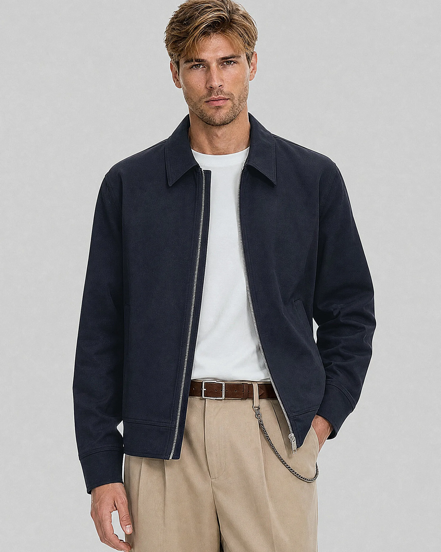 Blouson droit zippé marine