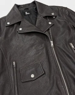 Blouson en cuir marron