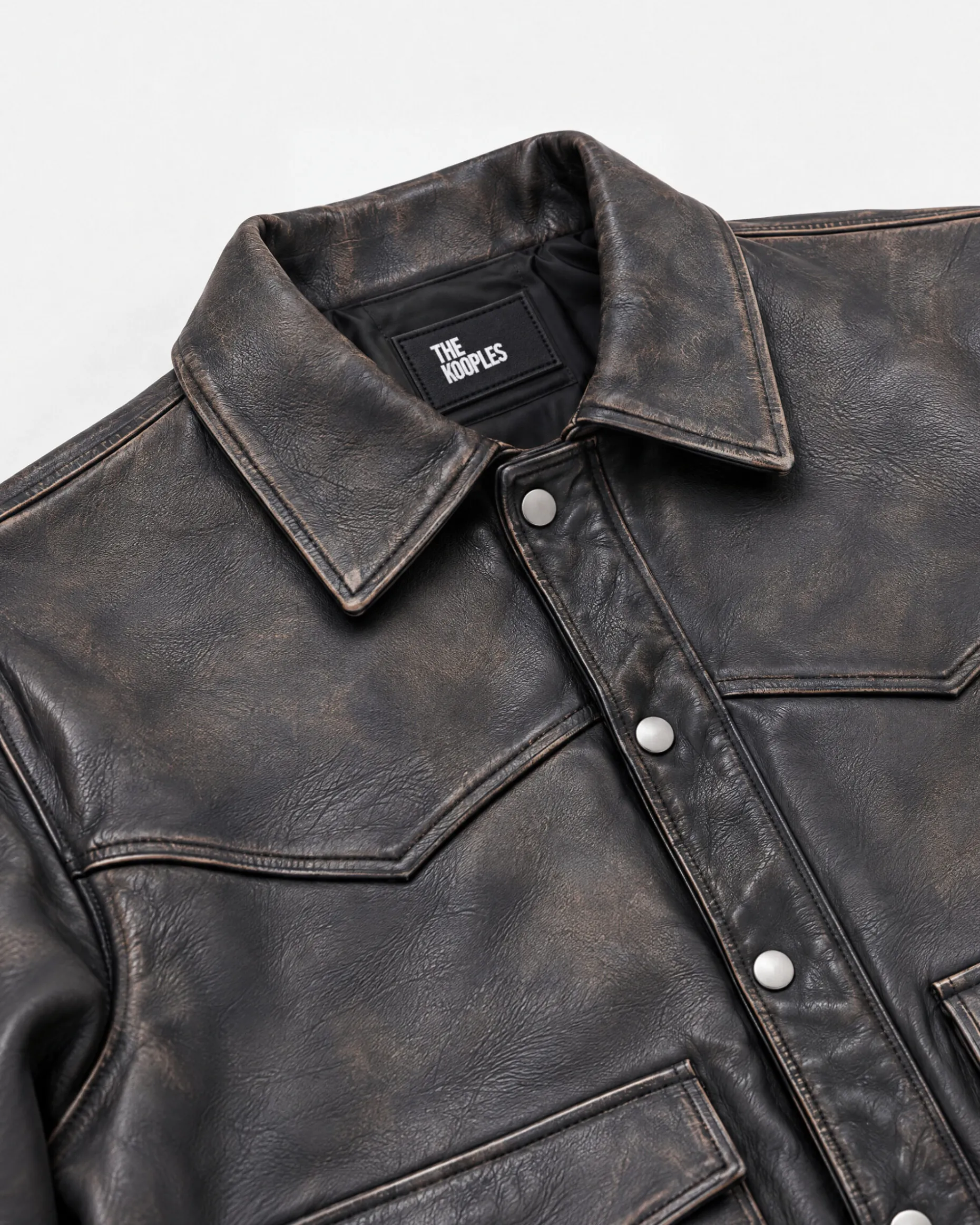 Blouson en cuir marron