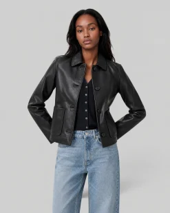 Blouson en cuir noir