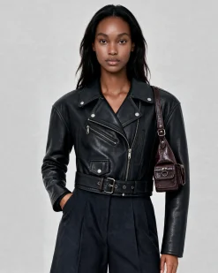Blouson en cuir noir