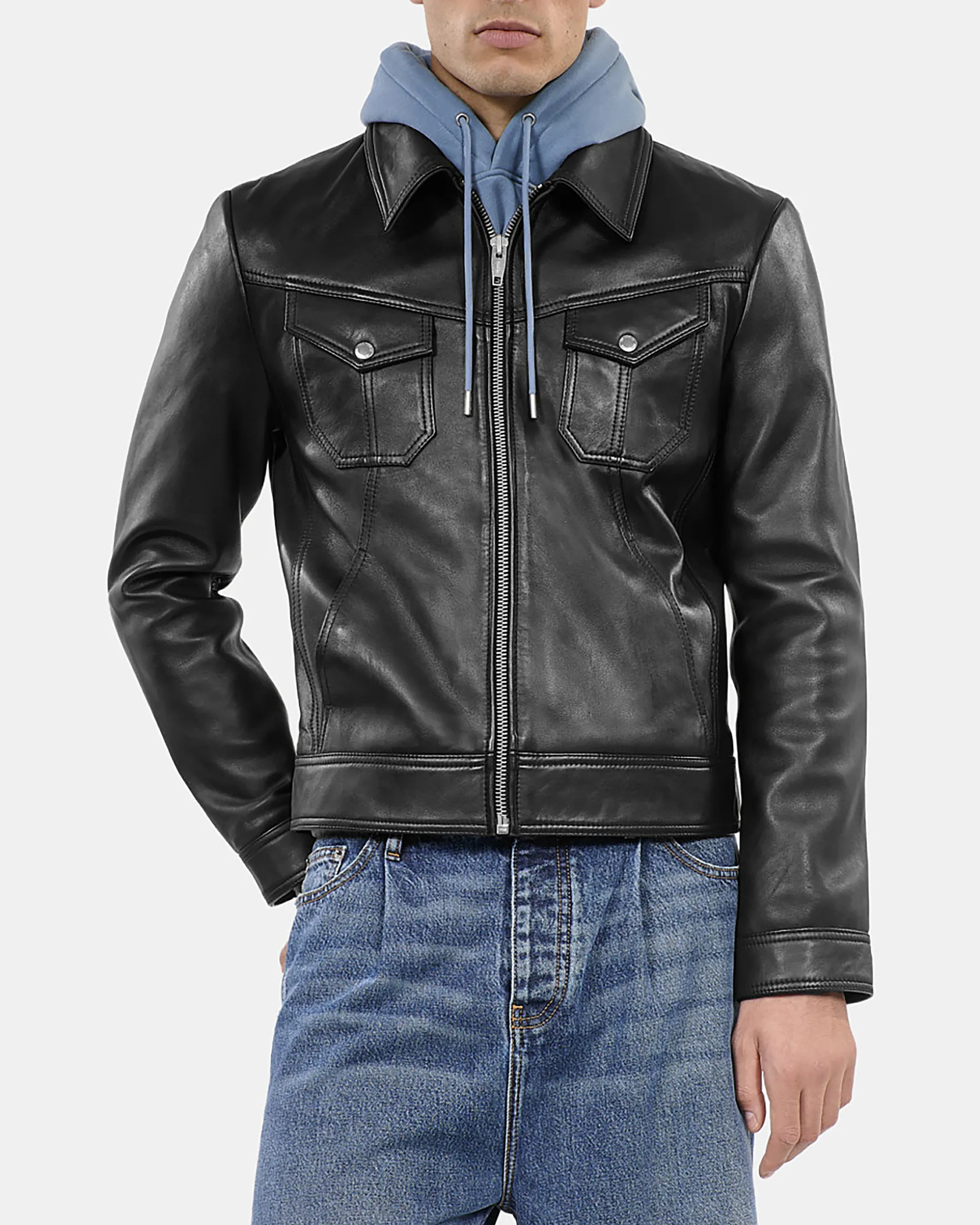 Blouson en cuir noir