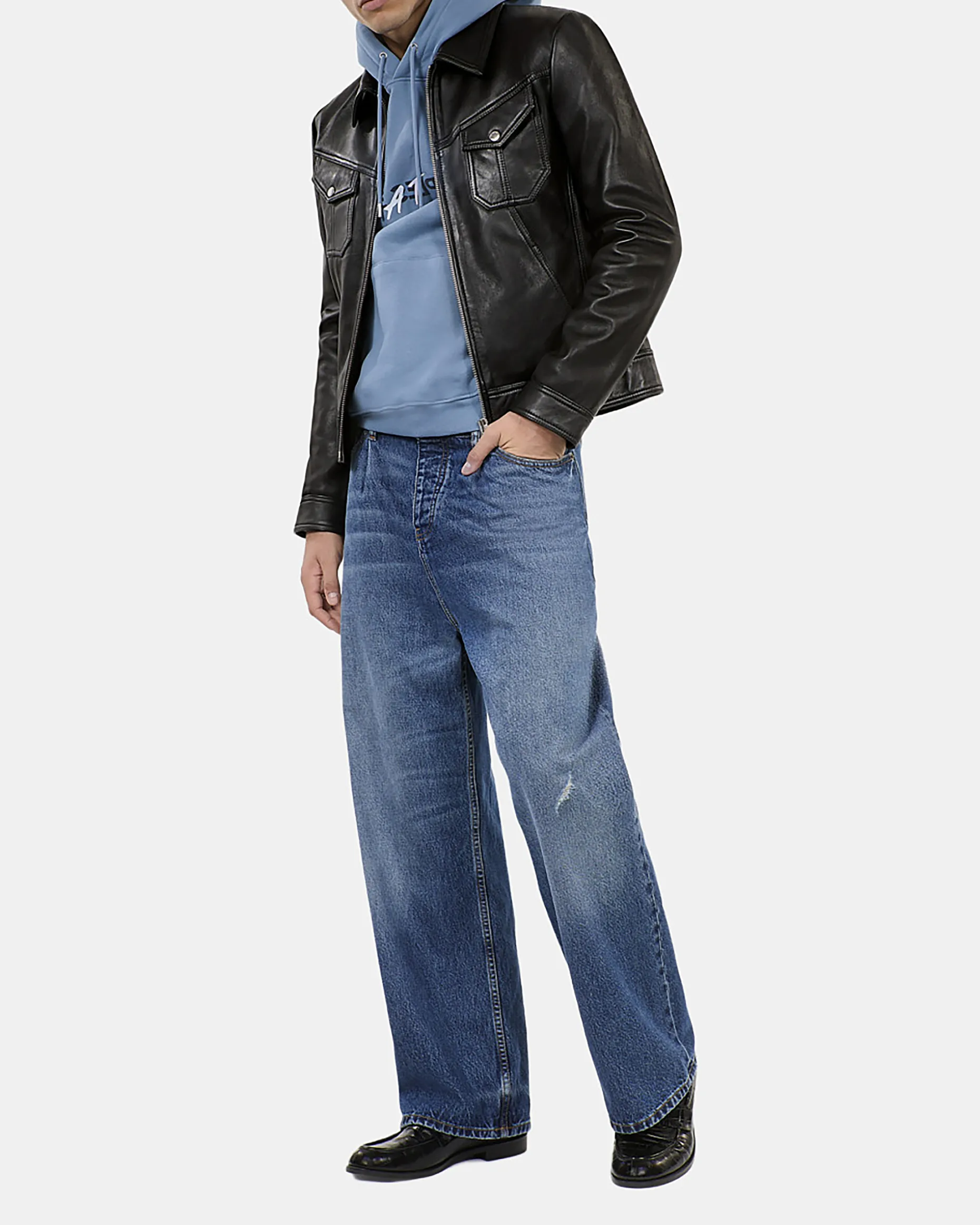 Blouson en cuir noir