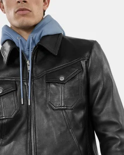 Blouson en cuir noir