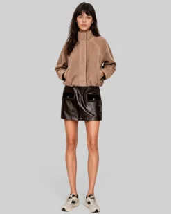 Blouson en cuir suède beige