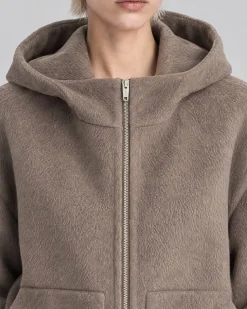 Blouson en laine avec capuche beige
