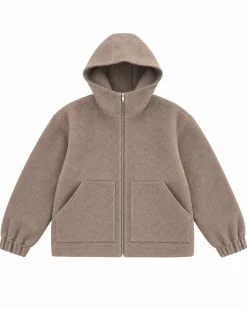 Blouson en laine avec capuche beige