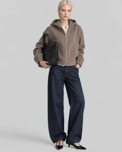 Blouson en laine avec capuche beige