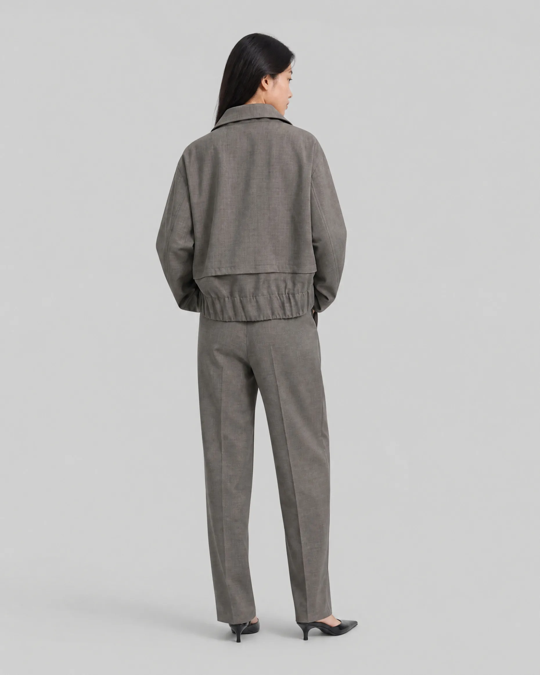Blouson en laine mélangée beige