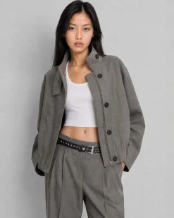 Blouson en laine mélangée beige