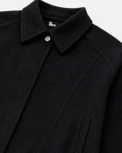 Blouson en laine mélangée noir