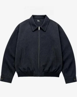 Blouson en laine mélangée noir