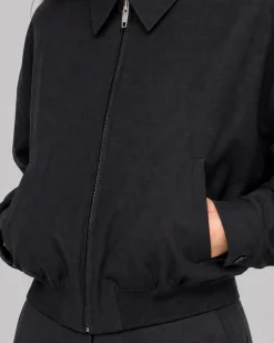 Blouson en laine mélangée noir