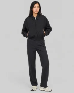 Blouson en laine mélangée noir