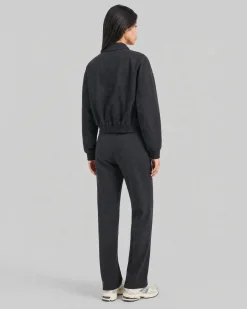 Blouson en laine mélangée noir