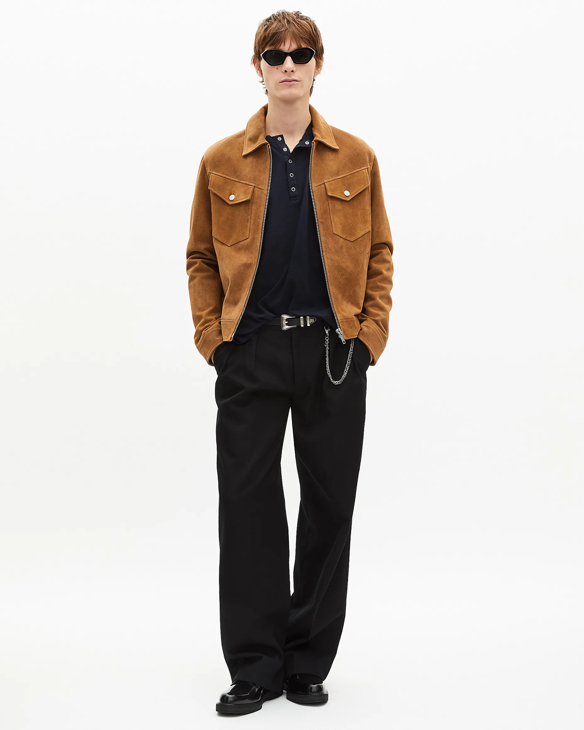 Blouson en suède camel