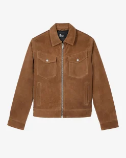 Blouson en suède camel