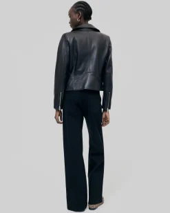 Blouson motard en cuir noir