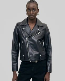 Blouson motard en cuir noir