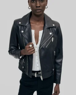 Blouson motard en cuir noir