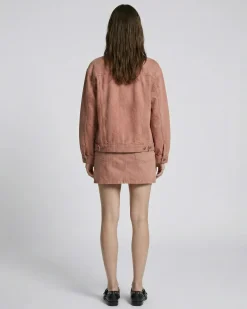 Blouson oversize en denim rose