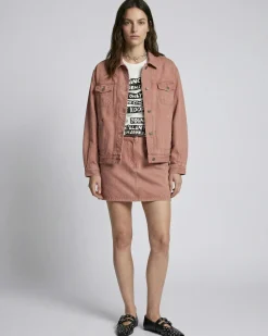 Blouson oversize en denim rose