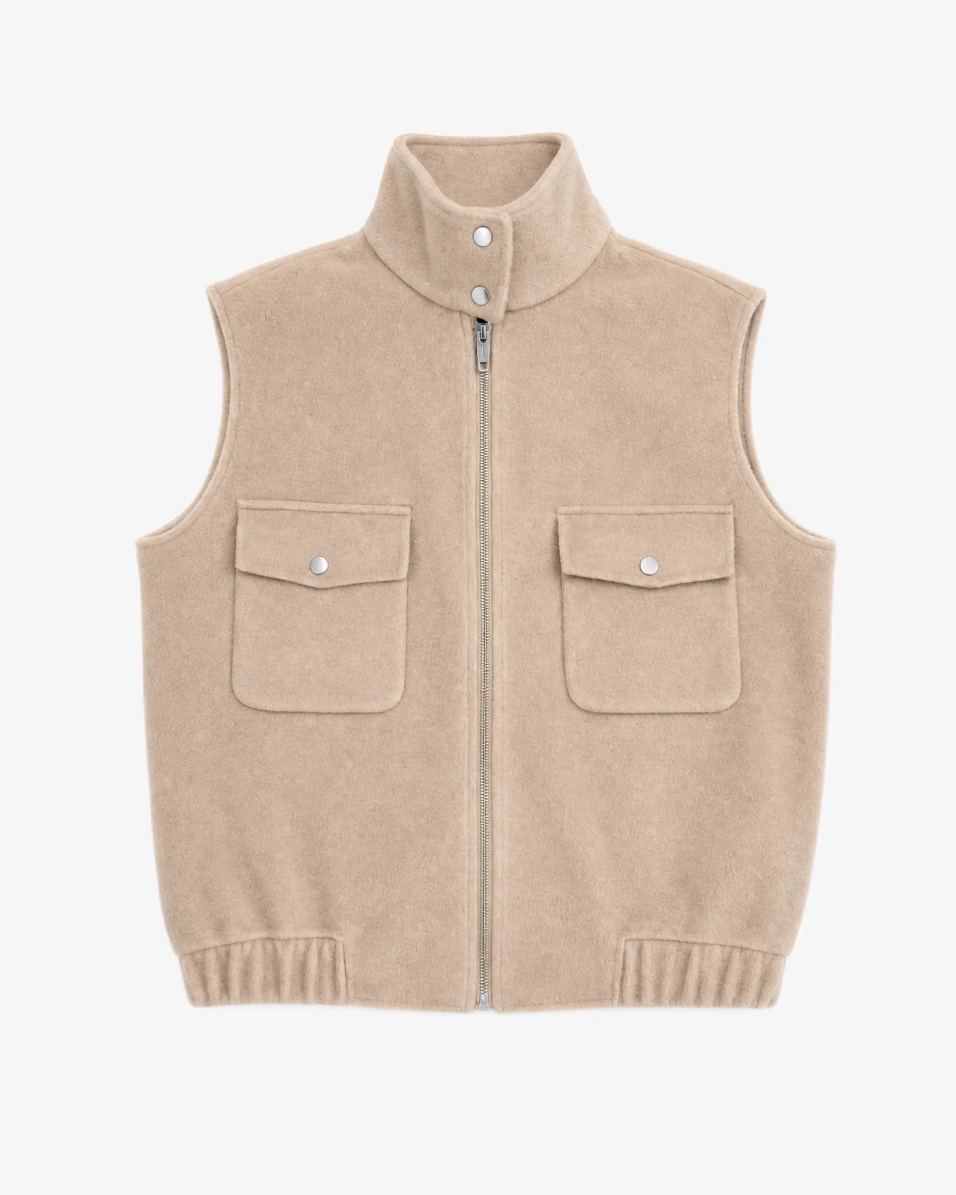 Blouson sans manches en laine double face beige
