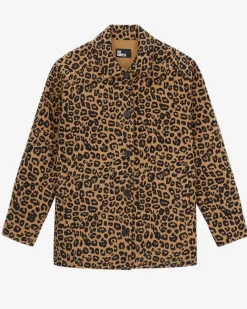 Blouson type surchemise léopard en laine mélangée
