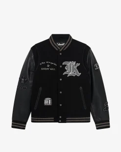Blouson varsity en cuir noir The Kooples x SCHOTT NYC