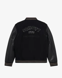 Blouson varsity en cuir noir The Kooples x SCHOTT NYC