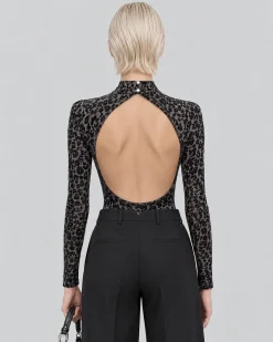 Body floqué léopard noir