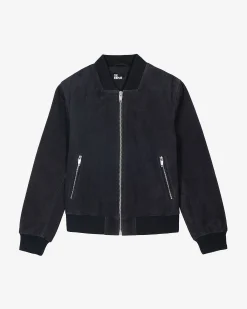 Bombers en suède bleu