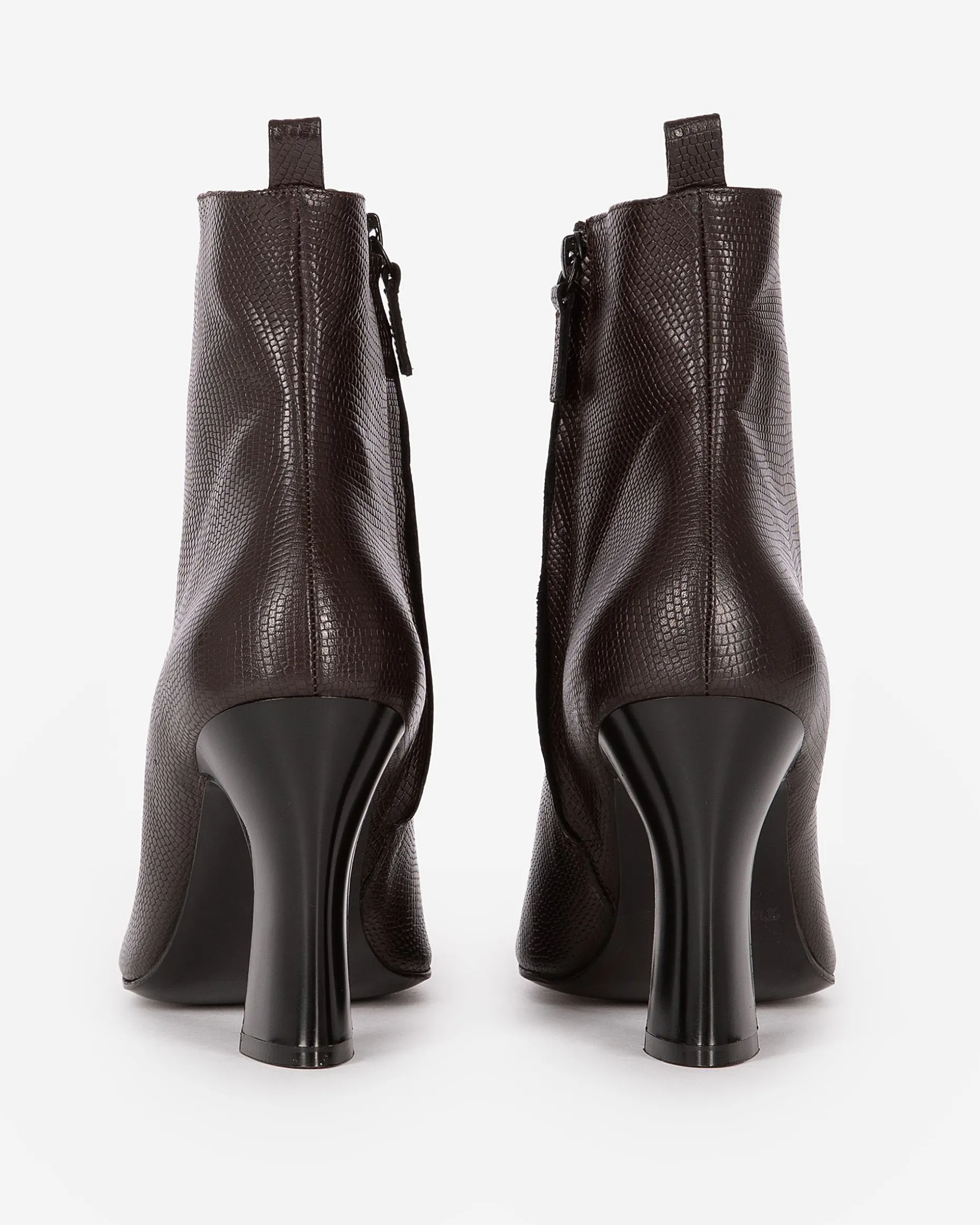Bottines en cuir effet lézard marron